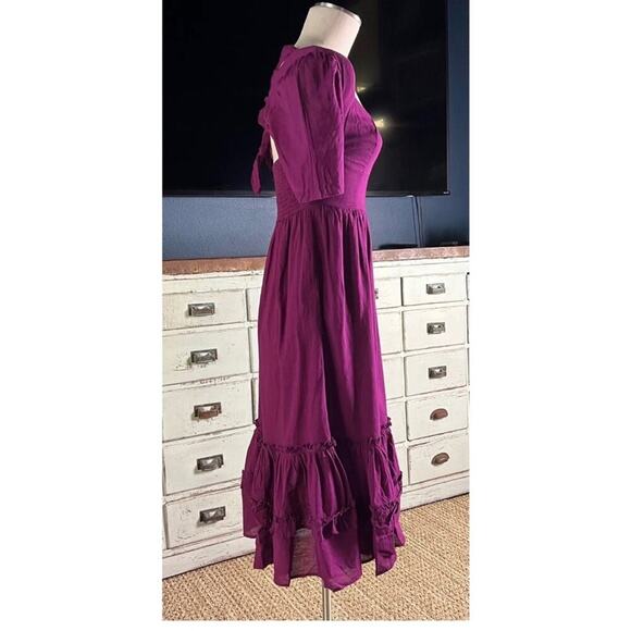 Free People Frances Purple Tie Back Romantic Bohemian Midi Dress western festiva - Picture 7 of 8